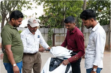 YuGO team handing over an electric scooter to a delivery rider